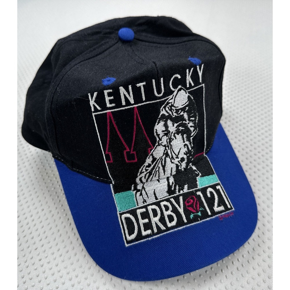 Vintage Kentucky Derby 121 1995 Snap-Back Hat Cap Black Blue